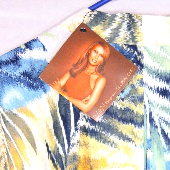 Iman XL Abstract Print 100% Cotton Cozy Blazer/Topper 3/4 Sleeve Never Worn - Picture 7 of 9